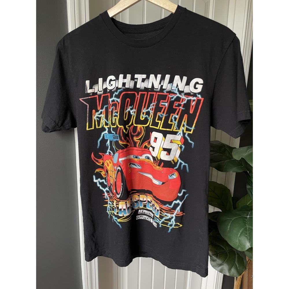 Pixar Disney Cars Lightning McQueen 95 Graphic T-Shirt Black Adult Unisex M